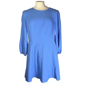 NWT Eliza J Womens Blue Fit and Flare Long Sleeve Pocket Crepe Dress Size 14